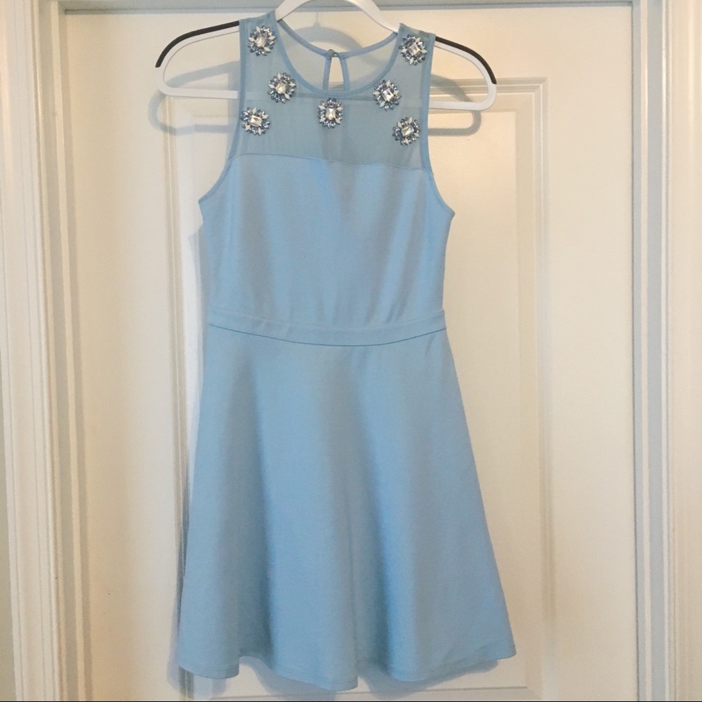 Blue Sheer Embellished Top • Small